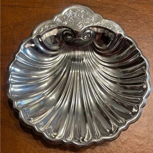 Vintage Collectible Nickel Plated Shell Seashell Trinket Candy Dish Bowl